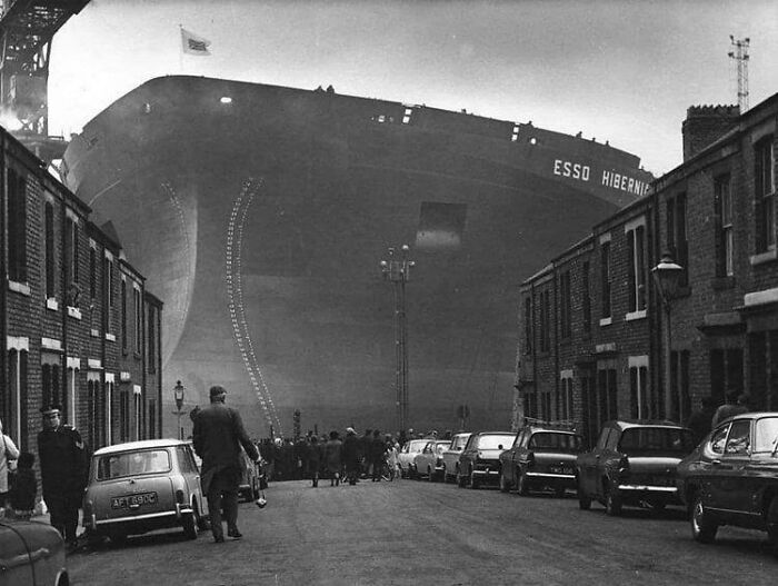 Esso Hibernia Tanker Under Construction UK 1970