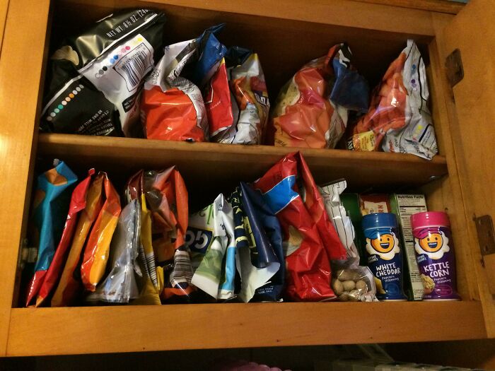 My Husband Leaves A Tiny Bit In The Bottom Of Snack Bags And Puts Them Back In The Cabinet