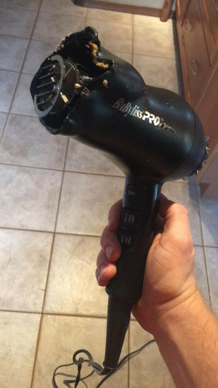 My Boyfriend Decided To Use My Hair Dryer To Dry The Inside Of His Work Boots