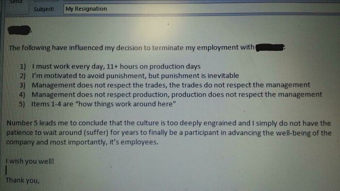 My Resignation Letter To HR, I Will Not Be In Tomorrow