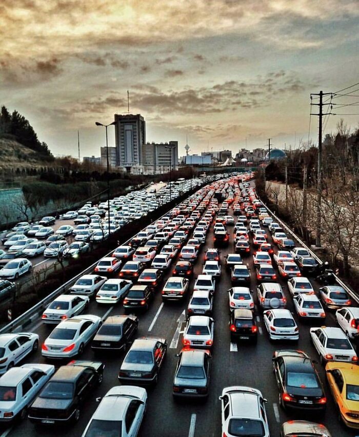 One Of The Worst Traffic And Pollution In The World. Tehran, Iran