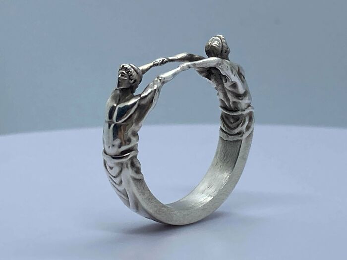 “Holding Hands” Silver Ring Made By Me