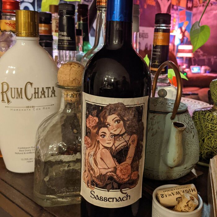 For My Girlfriend's Birthday I Made Up This Wine Featuring An Illustration Of Her With Her Best Friend - Named After Their Favorite Book