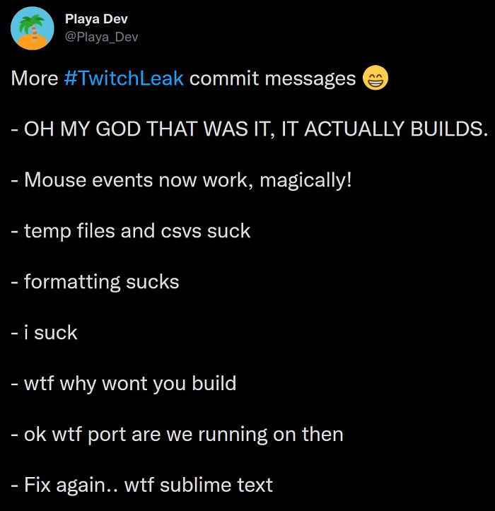 More Commits Messages From The Twitch Leak !