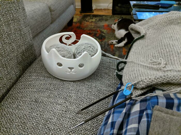 My Boyfriend 3D Printed Me A Cat Yarn Bowl