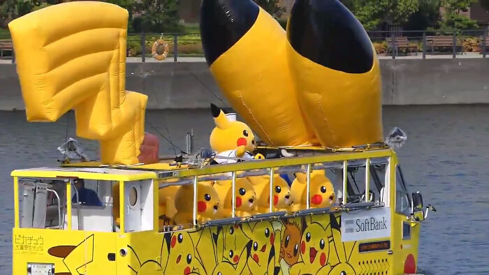 A Pikachu Ferry Covered In Pikachus Carrying Pikachus Captained By Pikachu