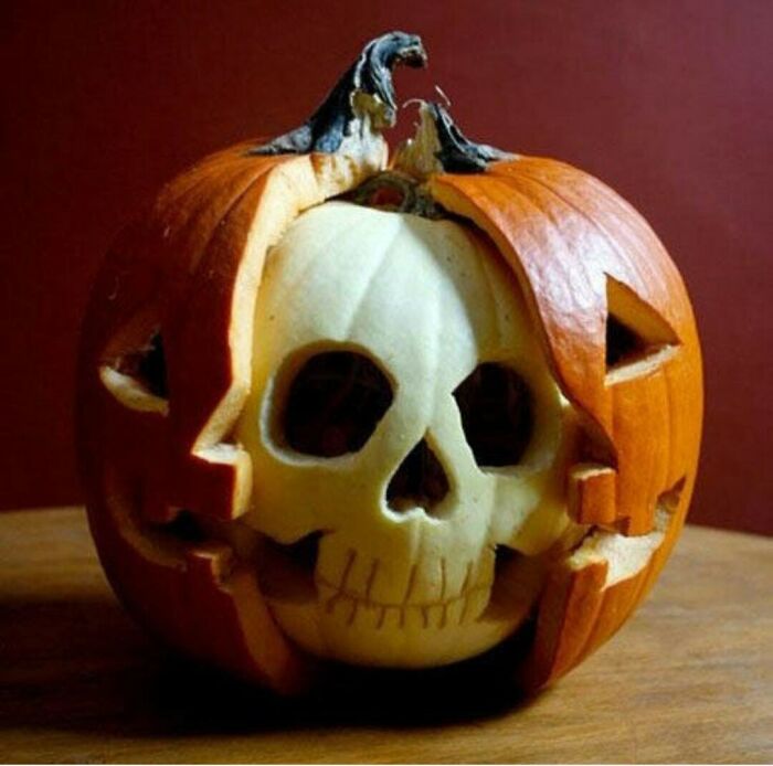 Pumpkin Skull In A Pumpkin Face