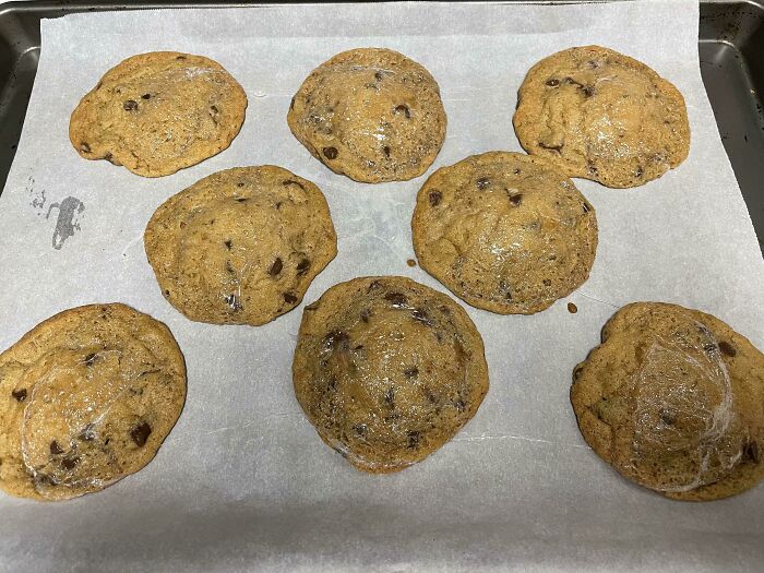 Made Some Cookies And Then Wondered What The “Film” Was Over Them. Upon Closer Inspection Realized I Forgot To Take Off The Plastic Wrap That Was Covering Them