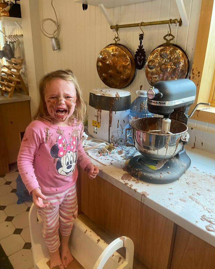 Wanted To Help Make Her Own Birthday Cake