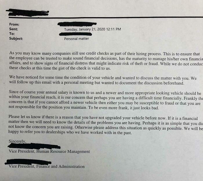 Found This On R/Trashy, Thought It Belonged Here Too. A Company Was Trying To Dictate How Employees Spent Their Salary; Because It Might Look Bad On The Company