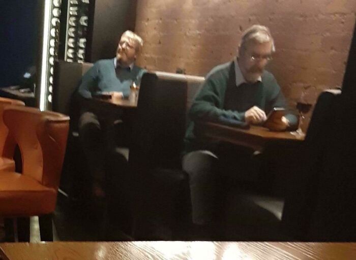 These Two Random Guys On Tables Next To Each Other, This Is A Total Coincidence