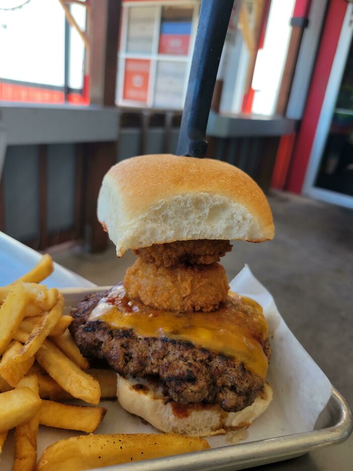 I Was Excited When I Saw Onion Rings On A Burger Until I Got This