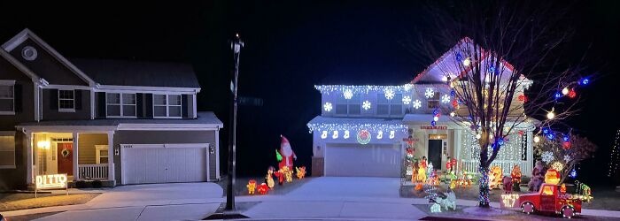 Great Work Decorating! And Their Neighbor Has A Lot Of Lights