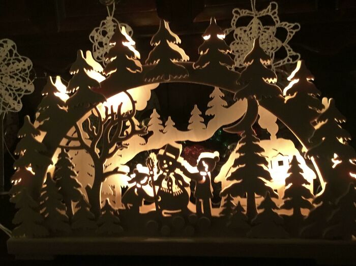 My Schwibbogen (German Light Arch). These Are Hand Carved In The Ore Mountains In Germany