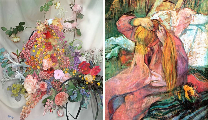 Artist Performs Floral Interpretations Of Great Works Of Art
