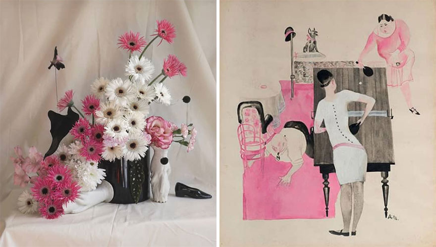 Artist Performs Floral Interpretations Of Great Works Of Art