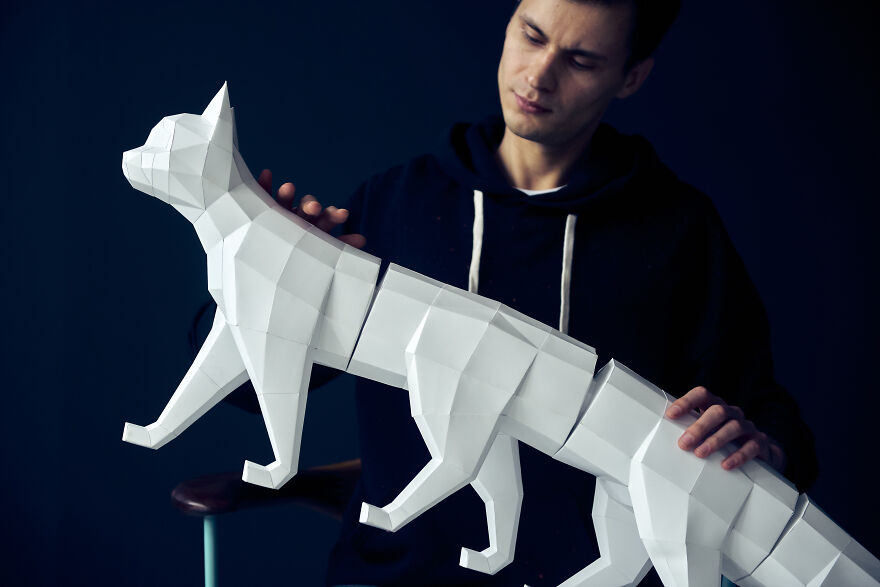 Assembled A 5 Meter Cat From Paper, 2 Months Of Work