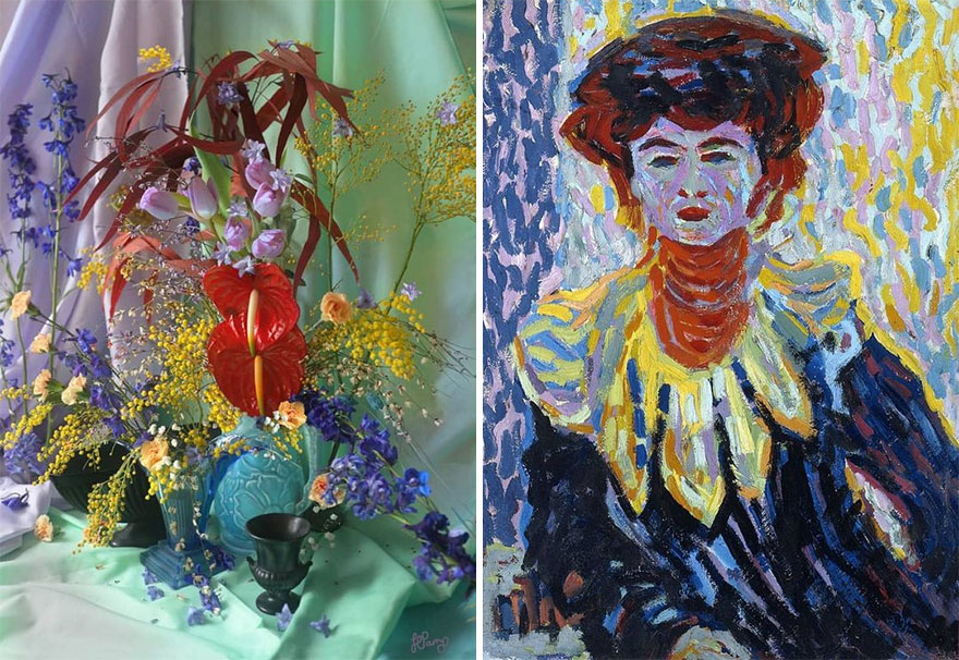 Artist Performs Floral Interpretations Of Great Works Of Art