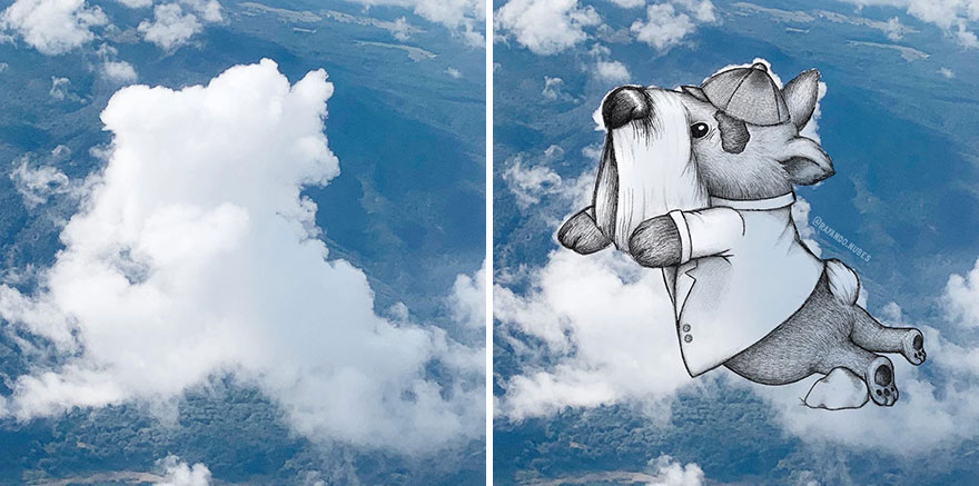 Artist Created Drawings Inspired By Cloud Shapes