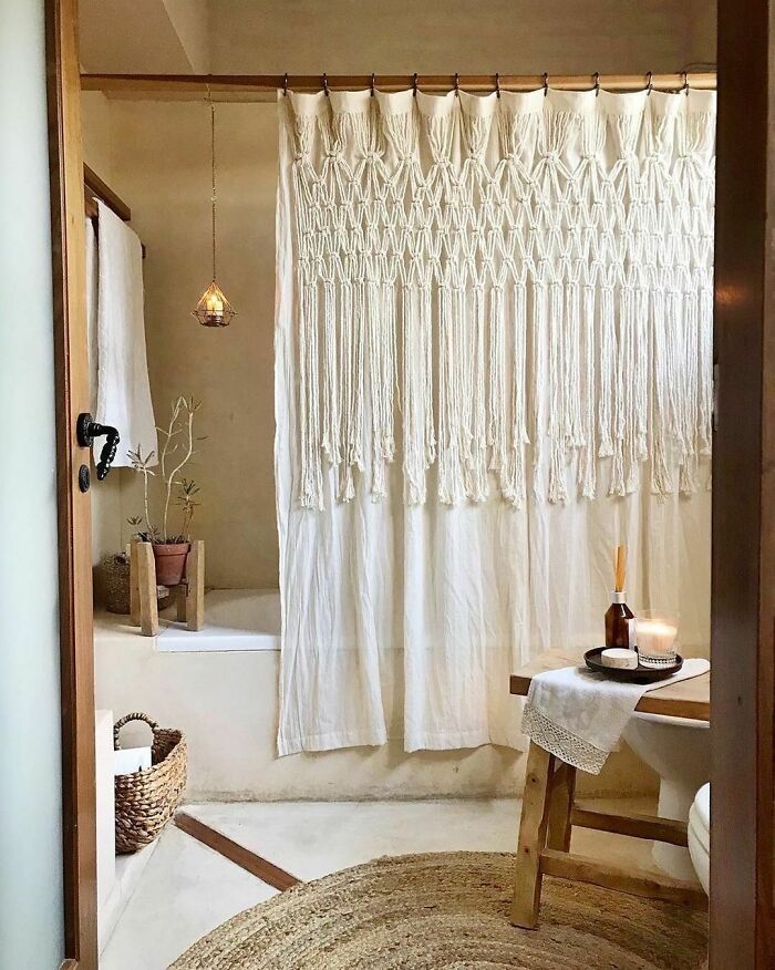 Who Says You Can’t Have A Macramé Shower Curtain?