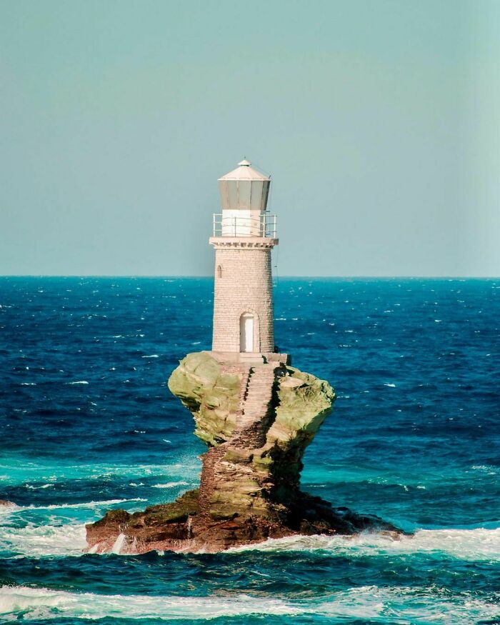 Faro de Tourlitis en Andros, Grecia C. 1897