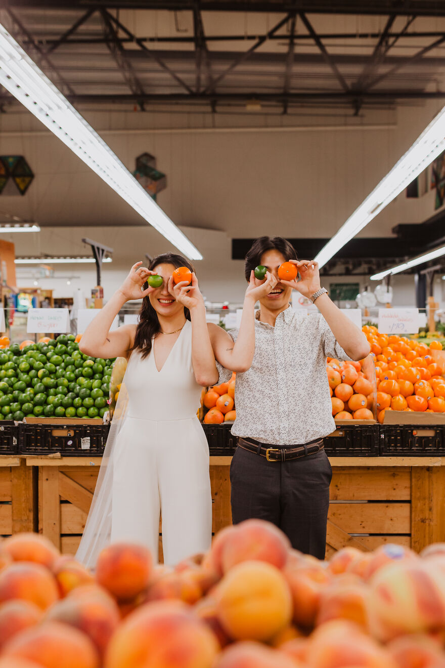 This Couple Decided To Take Their Engagement Photos At The Grocery Store They Shop At, And The End Result Might Make You Smile This Couple Decided To Take Their Engagement Photos At The Grocery Store They Shop At, And The End Result Might Make You Smile