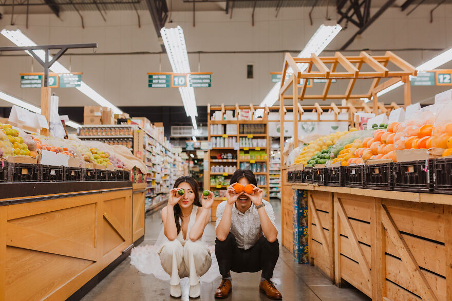 This Couple Decided To Take Their Engagement Photos At The Grocery Store They Shop At, And The End Result Might Make You Smile