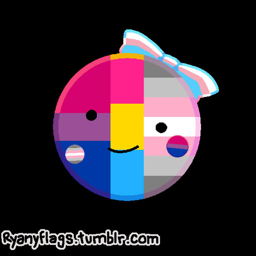 I Don't Have One So Here Is A Pride Pin I Made With Demigirl, Trans, Bi, And Pan In Mind