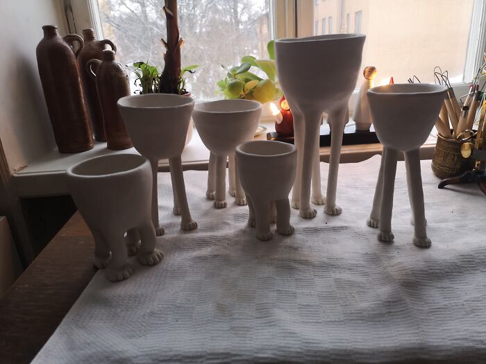 My Clay Pet Pots (Prior To Befriending My Non-Clay Pet Cats)