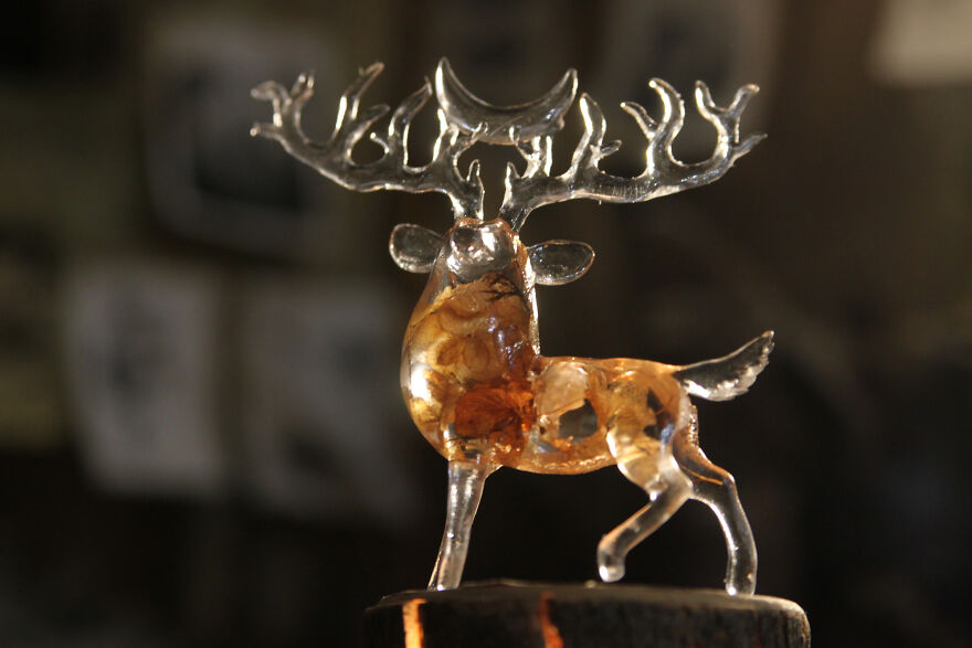 My Studio Makes Transparent Animal Sculptures With Pieces Of Nature Inside My Studio Makes Transparent Animal Sculptures With Pieces Of Nature Inside