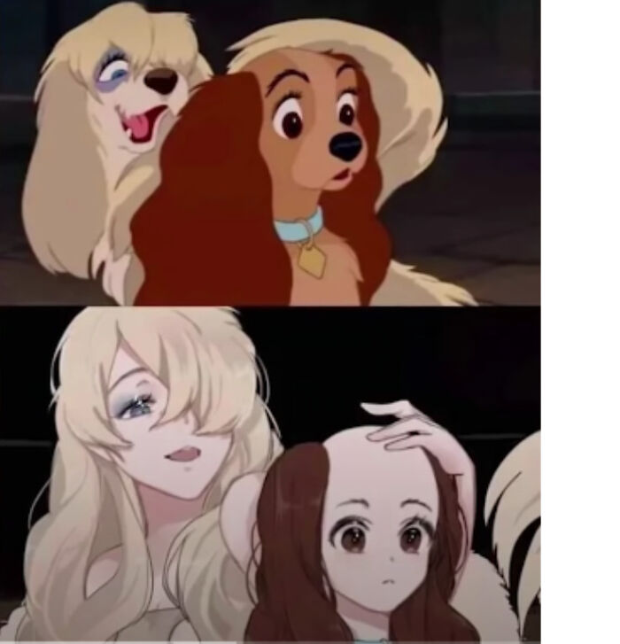 An Anime Conversion Of Lady And The Tramp (I Think) Cracks Me Up Every Time