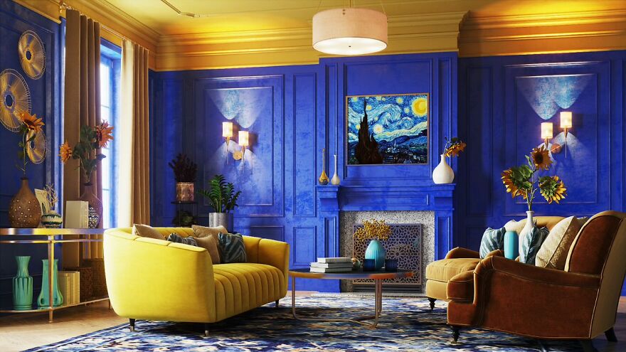 Artist Imagines How History’s Most Famous Painters Might Decorate Their Homes Based On The Color Pallettes Of Their Paintings