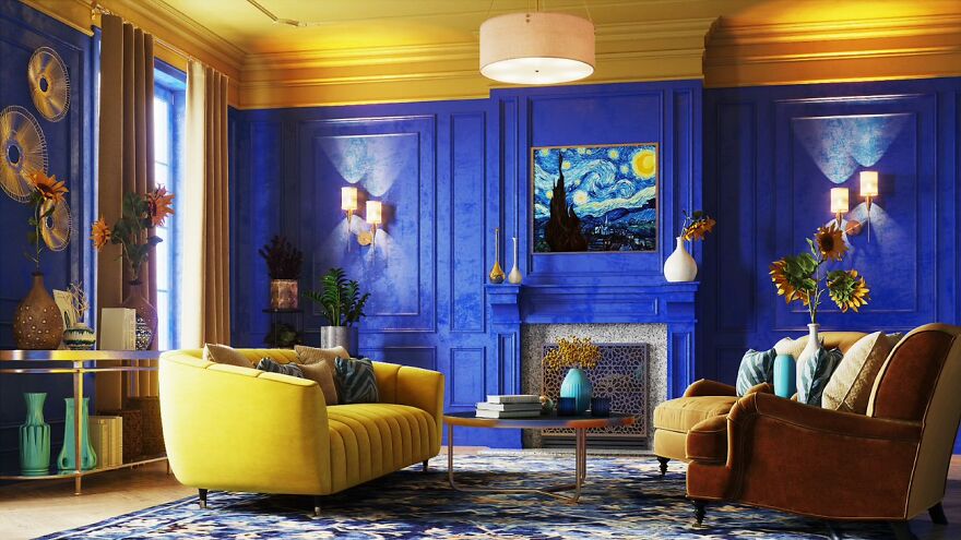 Artist Imagines How History’s Most Famous Painters Might Decorate Their Homes Based On The Color Pallettes Of Their Paintings Artist Imagines How History’s Most Famous Painters Might Decorate Their Homes Based On The Color Pallettes Of Their Paintings