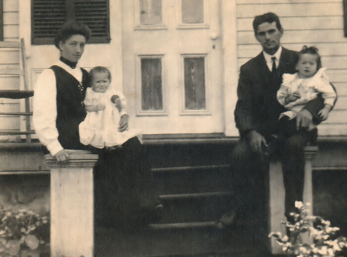 My Great-Grandparents. Alice Normandeau With Their Son Henri And Joseph Brault With Their Son Léopold (My Grandfather) 1908 St-Étienne-De-Beauharnois