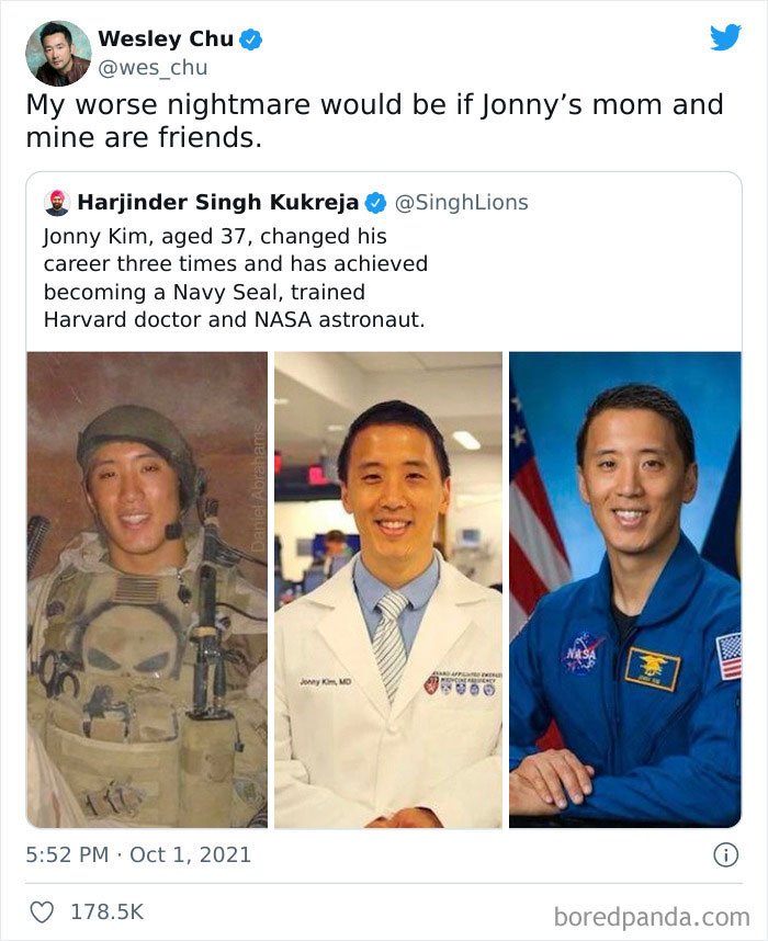 "My Baby Is An Astronaut And A Navy Seal And A.... "
my Mom: My Daughter Runs A Meme Page That She Pretends Is A Big Deal