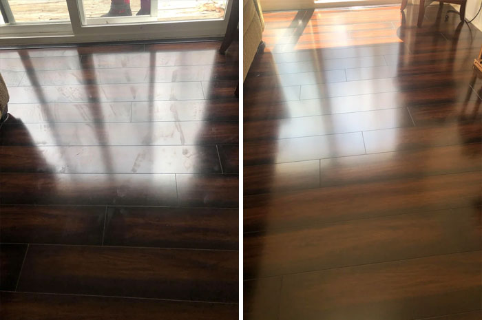 Asked For Help Cleaning My High Shine Floors Streak Free And You All Delivered. Steam Mopped In First Pic, Oxo Spray Mopped In Second Pic