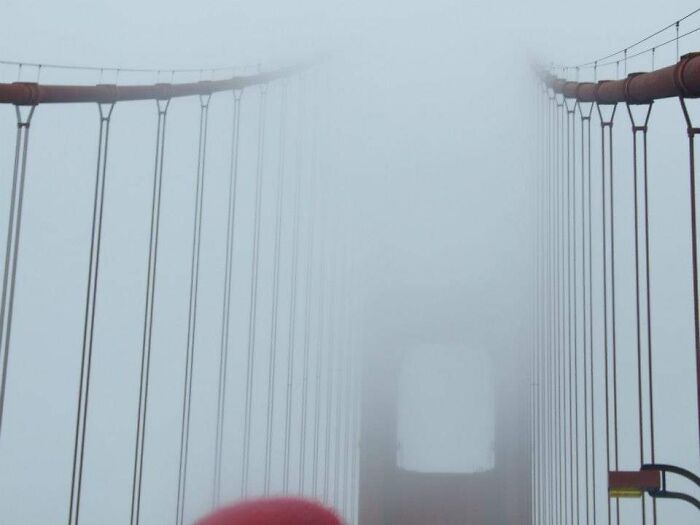 Driving Over The Golden Gate Bridge On A Tour Bus