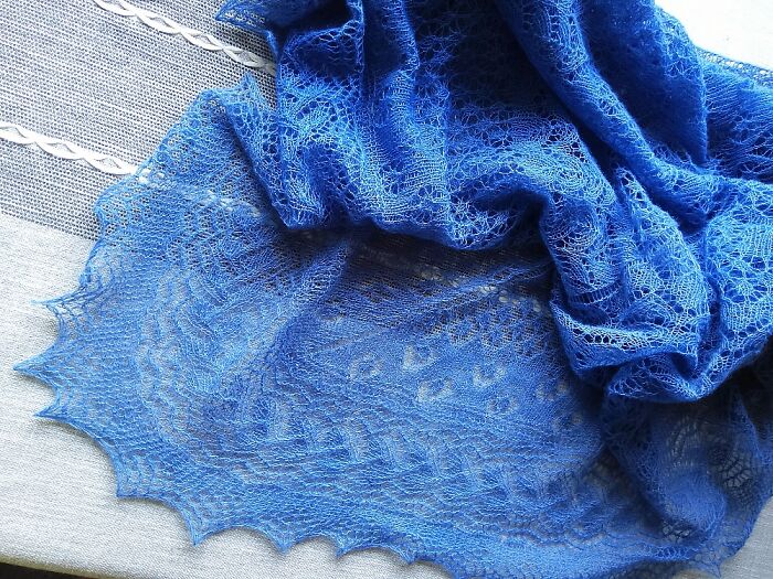 A Traditional Shetland Lace Shawl I Dyed And Knitted Using Gossamer Yarn