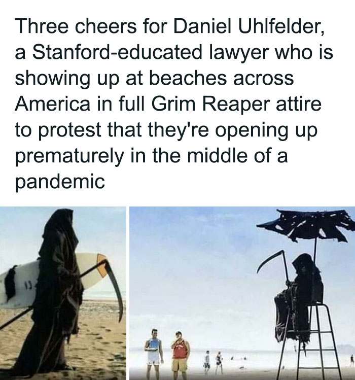A Man Dresses Up As Death To Not-So-Subtly Remind People There's A Pandemic