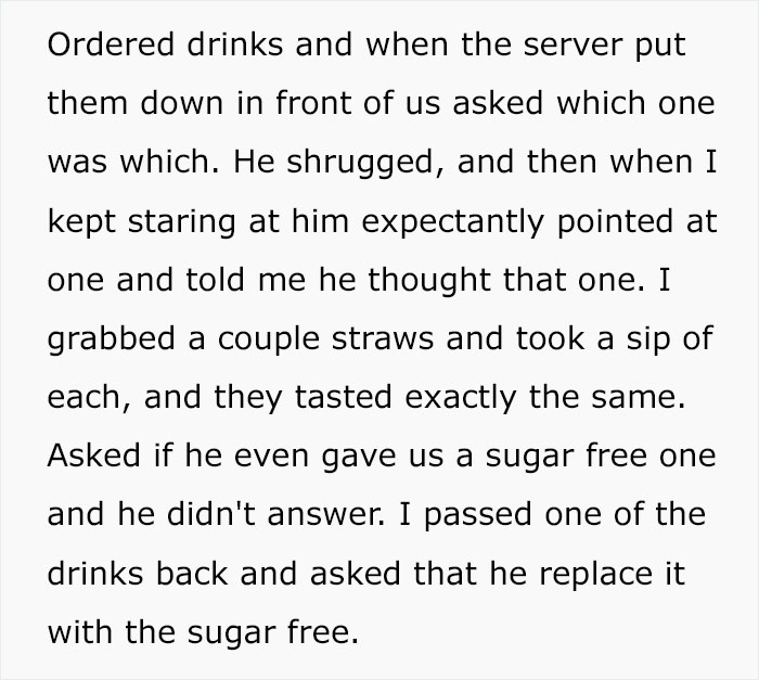 "Too Busy To Replace A Drink? You're About To Be A Lot Less Busy": Server Wouldn't Give A Sugar-Free Drink To A Diabetic Customer, Is Made To Regret It
