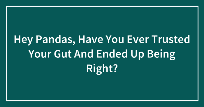 Hey Pandas, Have You Ever Trusted Your Gut And Ended Up Being Right? (Closed)