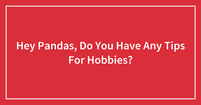 Hey Pandas, Do You Have Any Tips For Hobbies? (Closed)