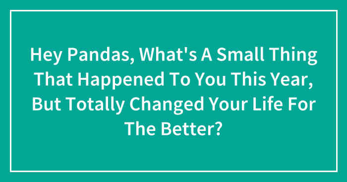 Hey Pandas, What’s A Small Thing That Happened To You This Year, But Totally Changed Your Life For The Better?