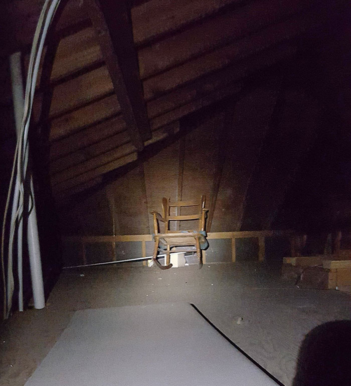 Had To Go To The Attic To Check For Moisture In A House I'm Renting. This Is The Only Thing Stored There And It Sits Directly Above My Bed