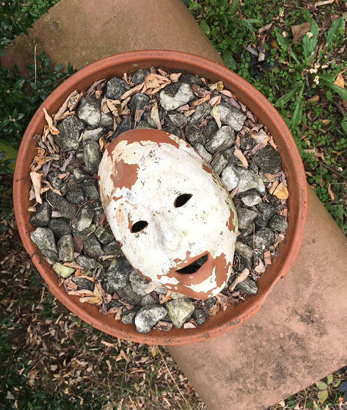 Weird Clay Mask I Found In A Pot Of Rocks In My New Backyard After I Moved