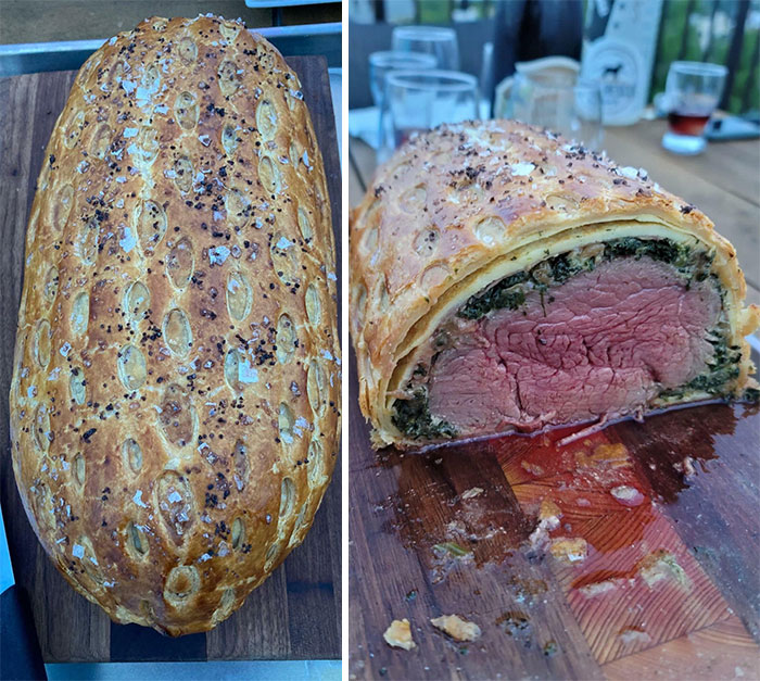 Beef Wellington With Spinach And Caramelized Onions