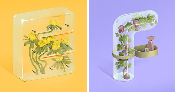 Graphic Designer Created An Alphabet Of Flowers Integrated Into Interior Elements (36 Pics)