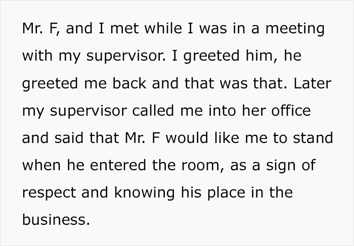 Delusional Boss Instructs His Female Employee To Stand Up Every Time He Enters The Room