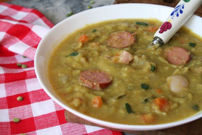 Split Peasoup With Lots Of Sausage And Bacon