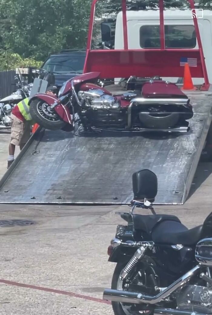 That’s One Way To Load A Motorcycle Onto A Tow Truck
